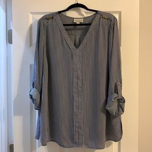 Nautical cuffed sleeve blouse